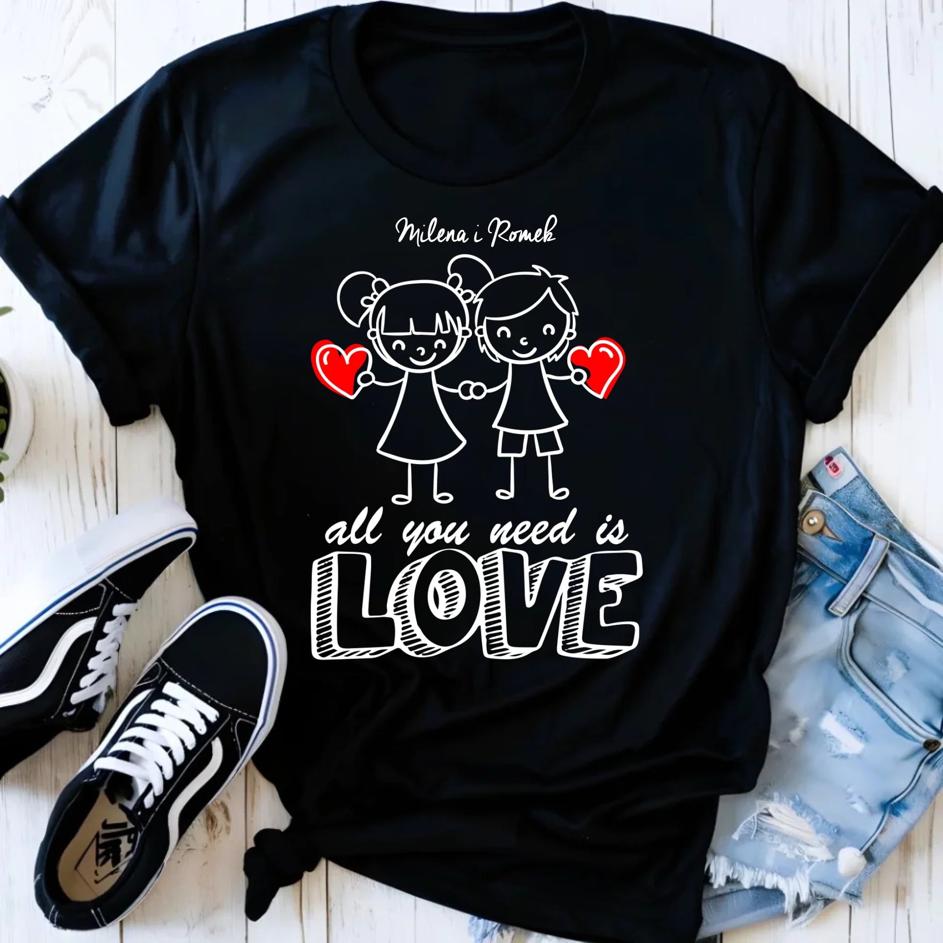 Koszulka damska dla par - prezent dla dziewczyny - Love - personalizowana W13 - StoryCups.pl