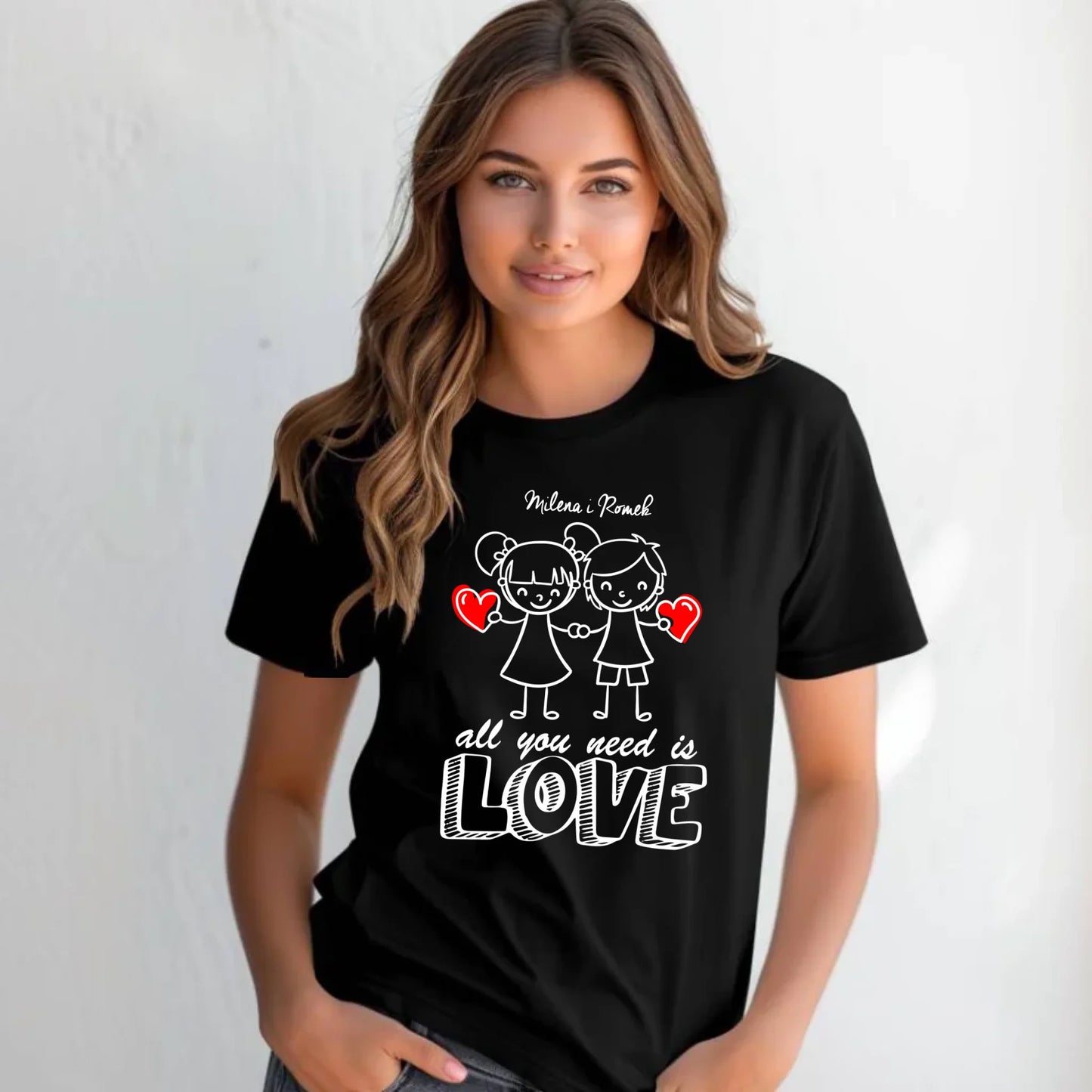 Koszulka damska dla par - prezent dla dziewczyny - Love - personalizowana W13 - StoryCups.pl