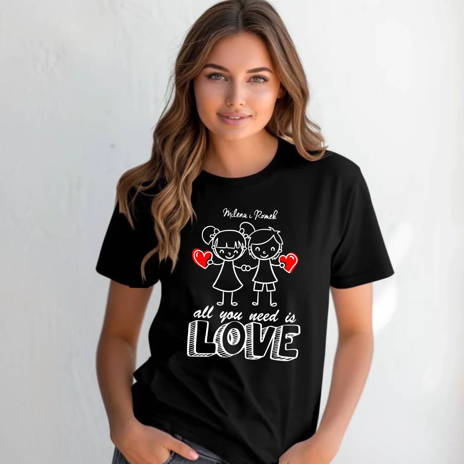 Koszulka damska dla par - prezent dla dziewczyny - Love - personalizowana W13 - StoryCups.pl