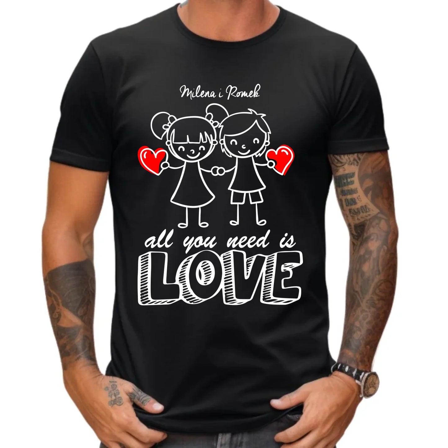 Koszulka męska dla par - prezent dla chłopaka - Love - personalizowana W13 - StoryCups.pl