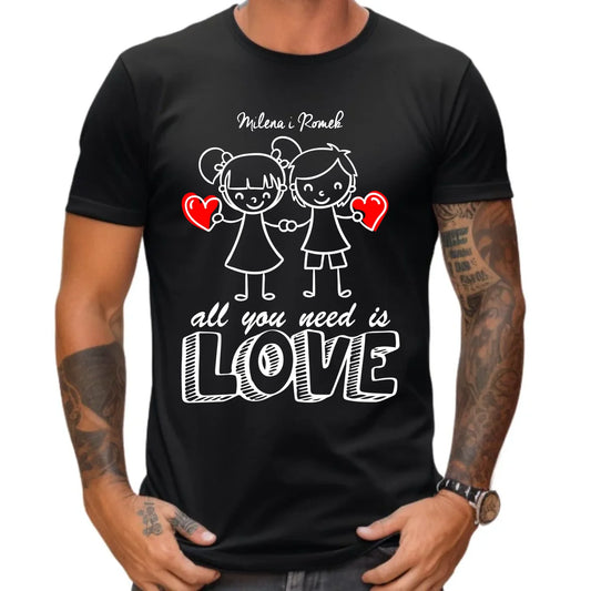 Koszulka męska dla par - prezent dla chłopaka - Love - personalizowana W13 - StoryCups.pl