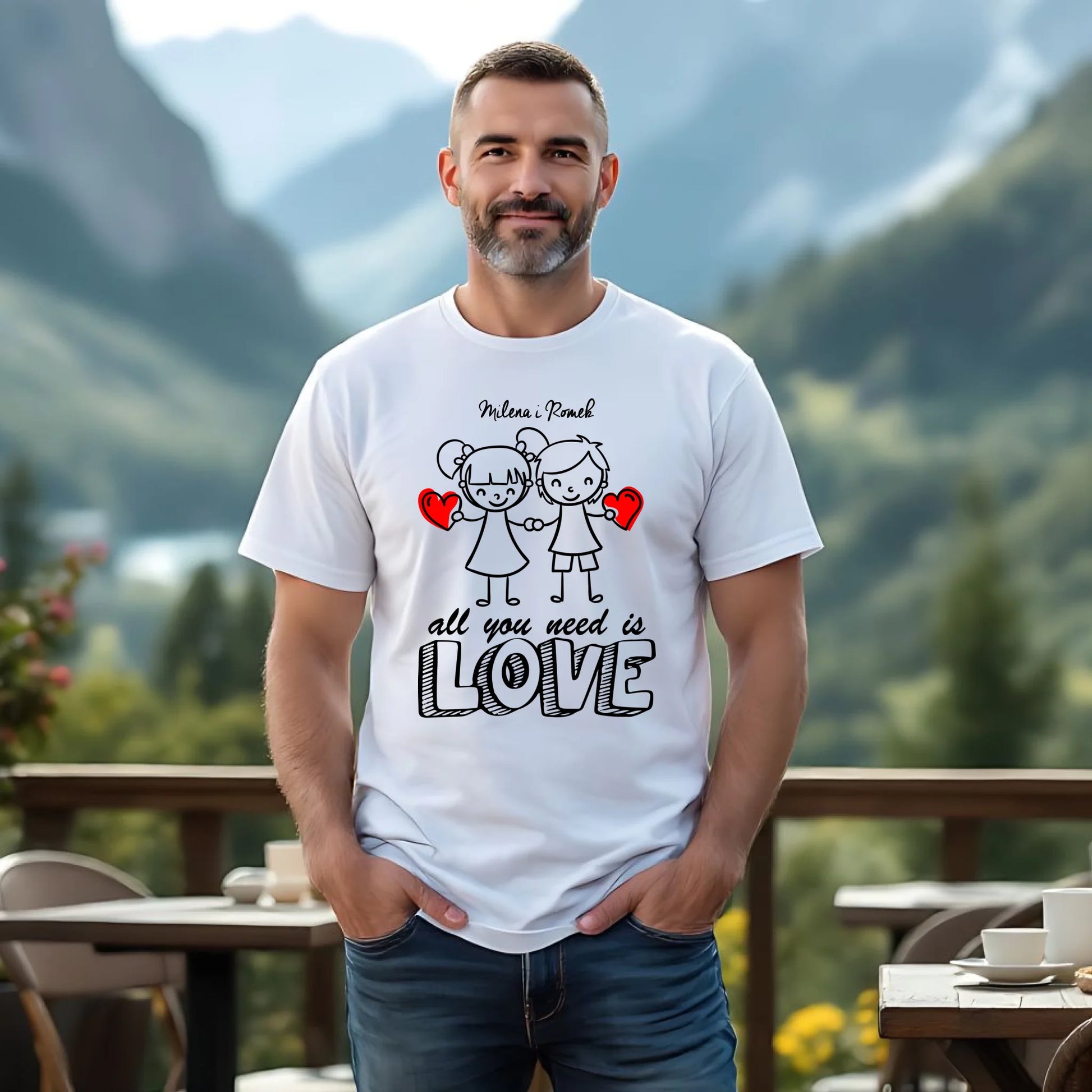 Koszulka męska dla par - prezent dla chłopaka - Love - personalizowana W13 - StoryCups.pl