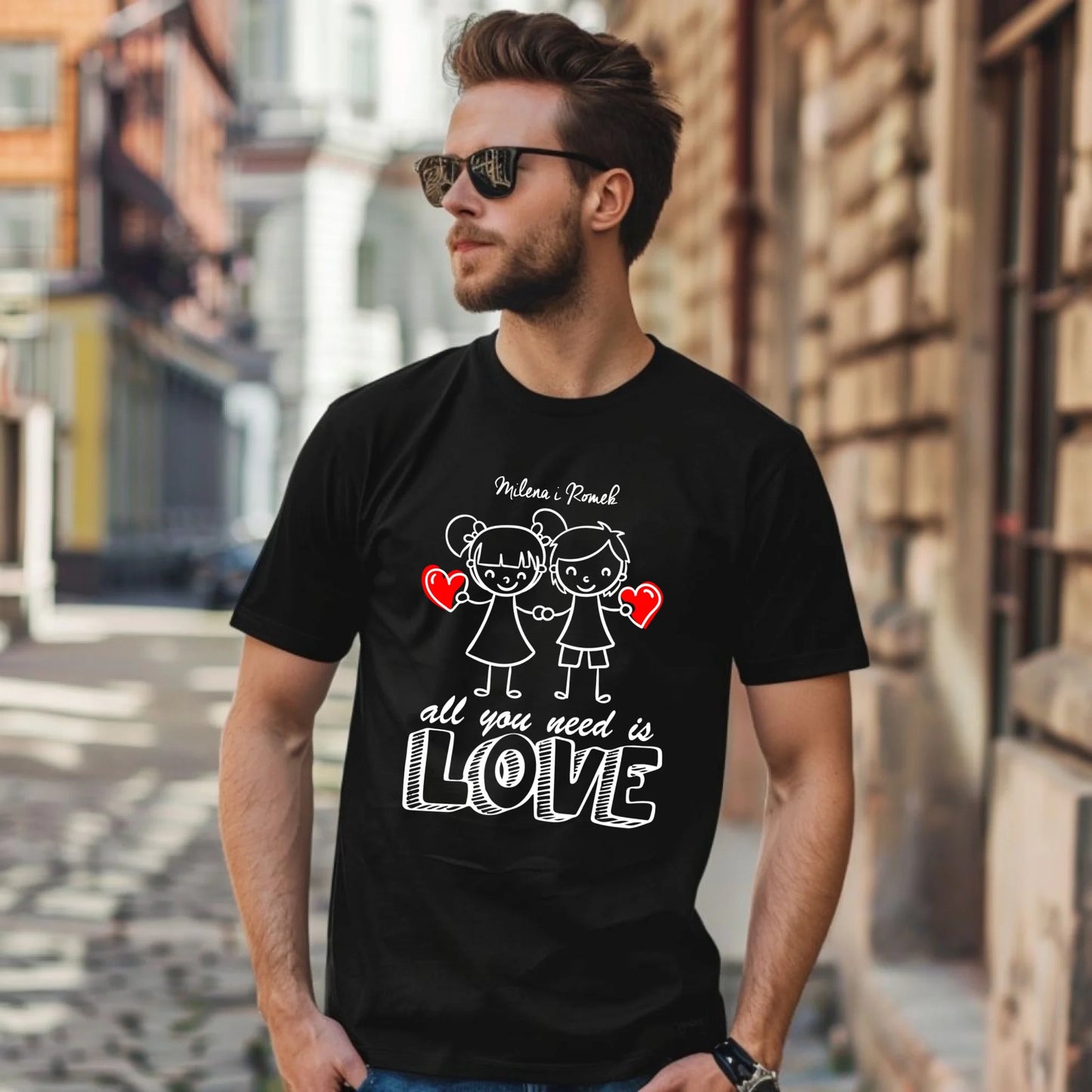 Koszulka męska dla par - prezent dla chłopaka - Love - personalizowana W13 - StoryCups.pl