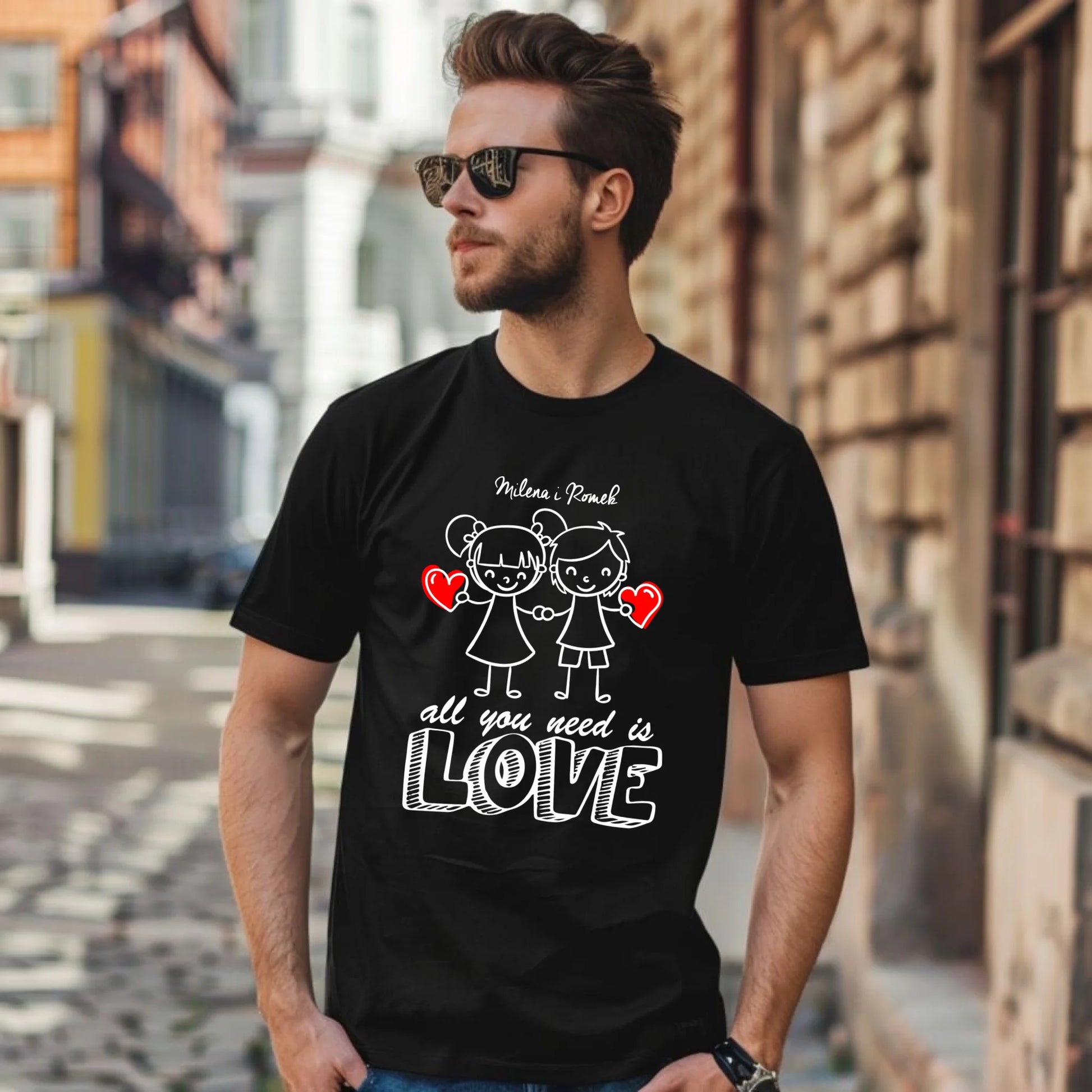 Koszulka męska dla par - prezent dla chłopaka - Love - personalizowana W13 - StoryCups.pl