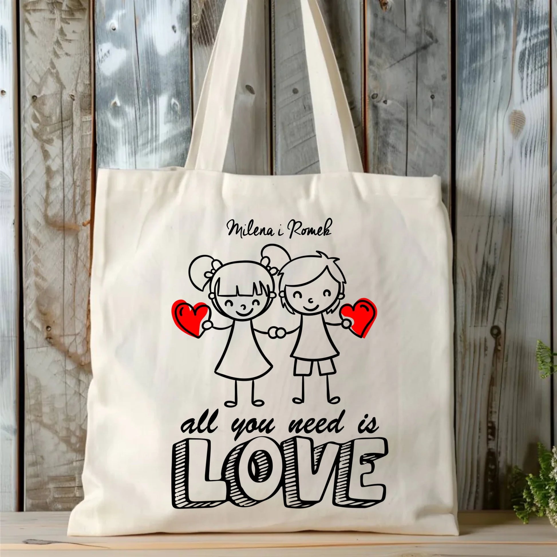 Torba dla par - prezent dla chłopaka i dziewczyny - Love - personalizowana W13 - StoryCups.pl