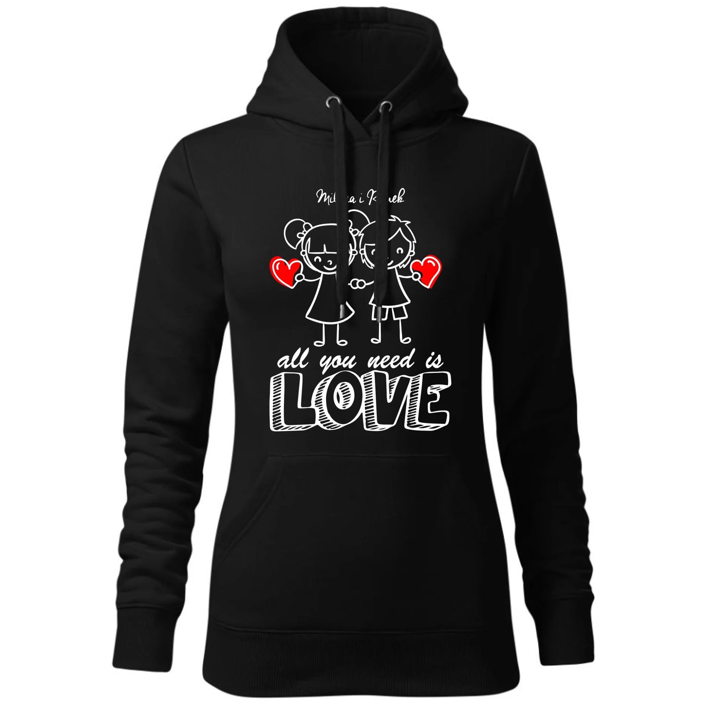 Bluza damska z kapturem dla par - prezent dla dziewczyny - Love - personalizowana W13 - StoryCups.pl