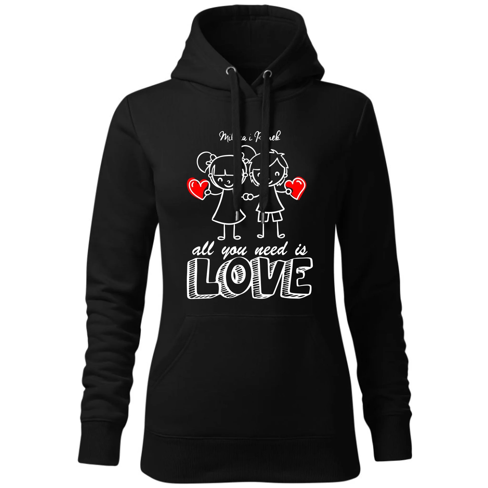 Bluza damska z kapturem dla par - prezent dla dziewczyny - Love - personalizowana W13 - StoryCups.pl
