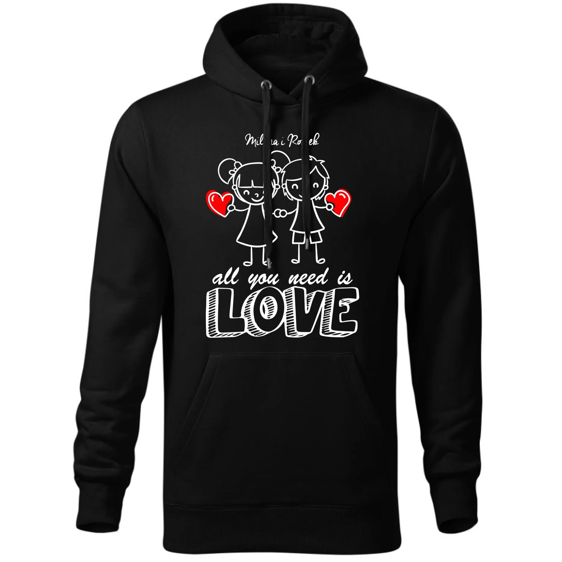Bluza męska z kapturem dla par - prezent dla chłopaka - Love - personalizowana W13 - StoryCups.pl