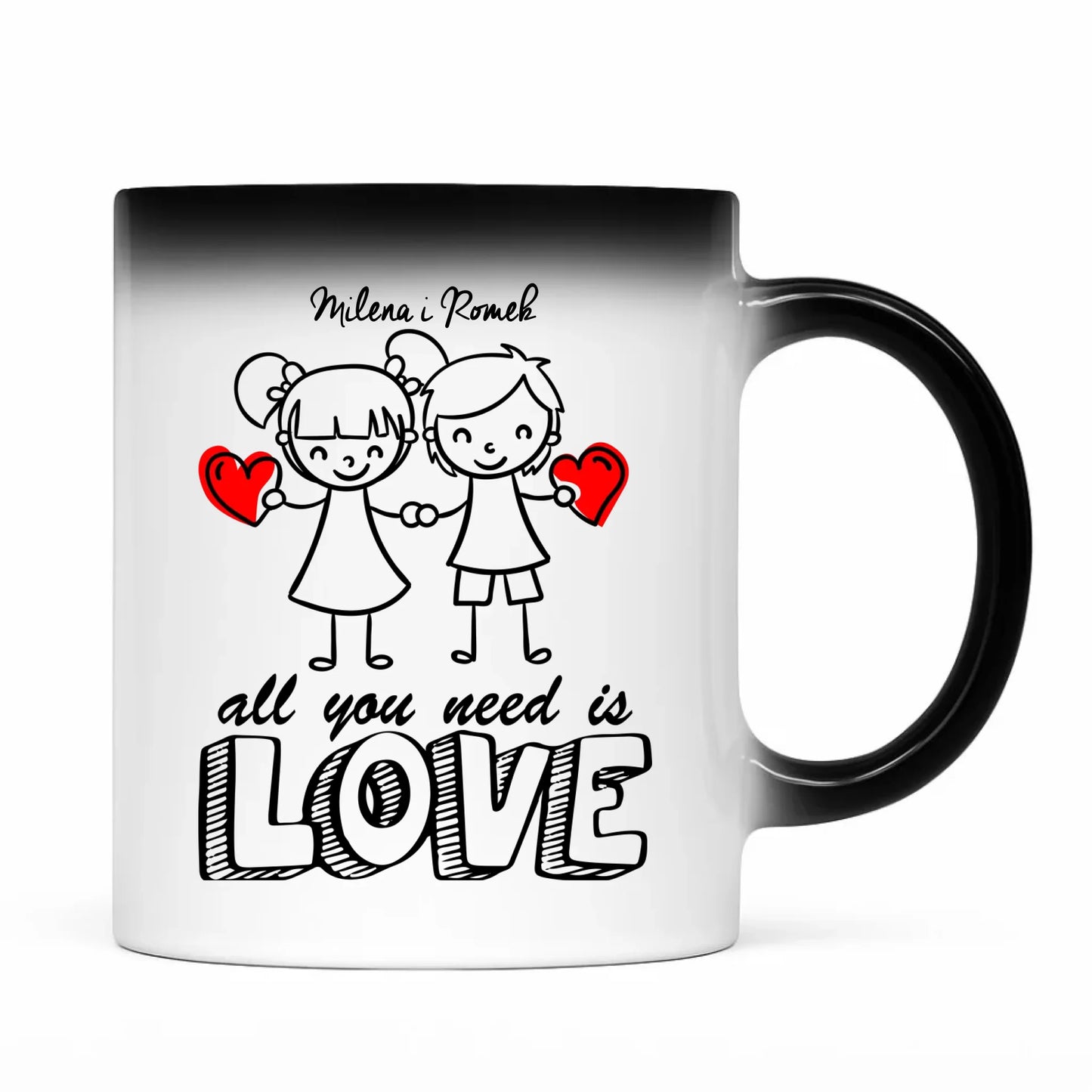 Kubek magiczny dla par - prezent dla chłopaka i dziewczyny - Love - personalizowany W13 - StoryCups.pl