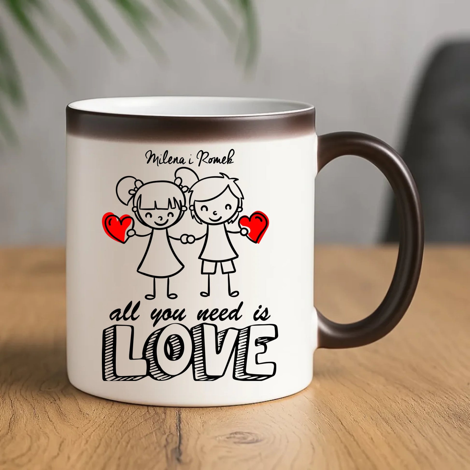 Kubek magiczny dla par - prezent dla chłopaka i dziewczyny - Love - personalizowany W13 - StoryCups.pl
