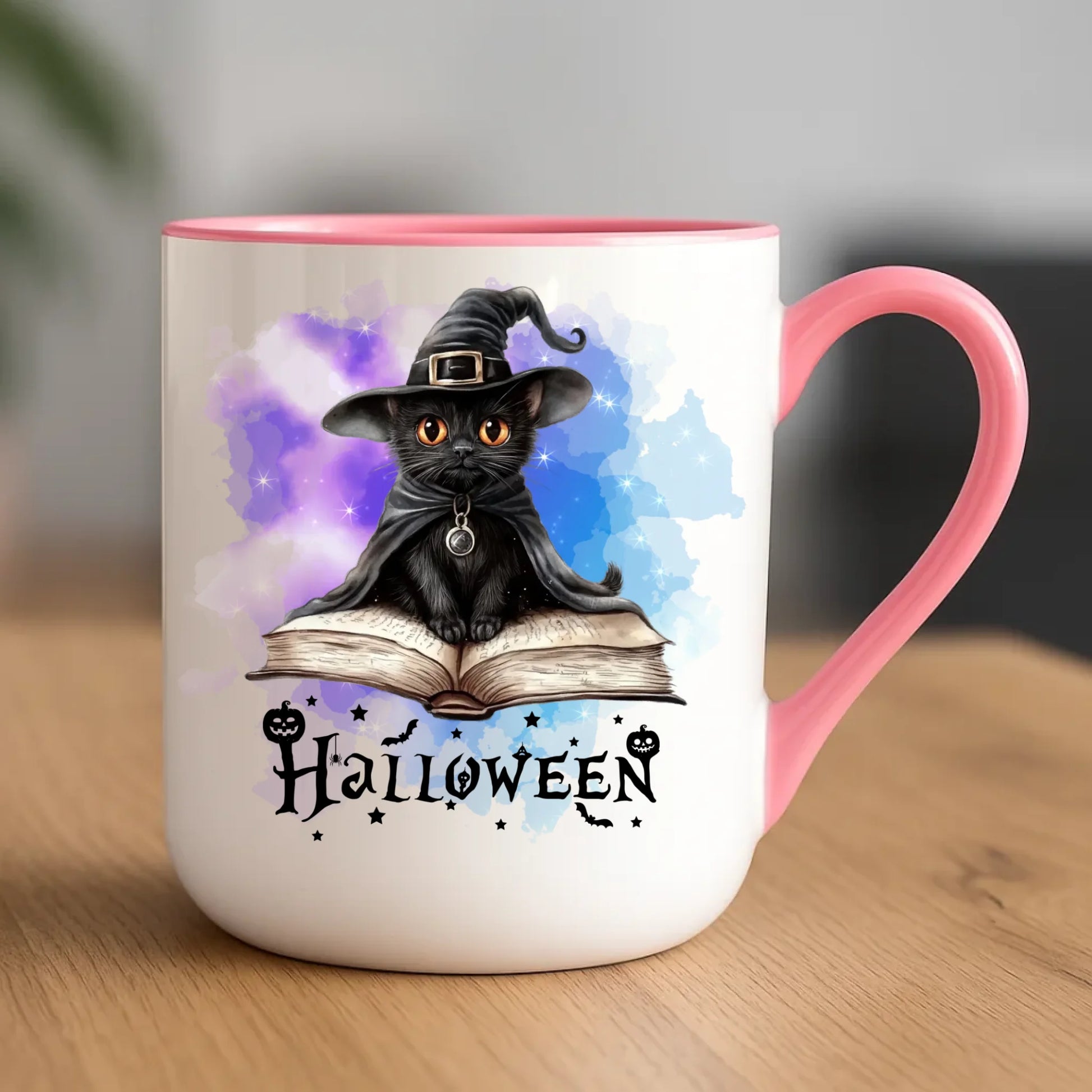 Kubek elegant na Halloween - Kot Czarodziej HL06 - StoryCups.pl