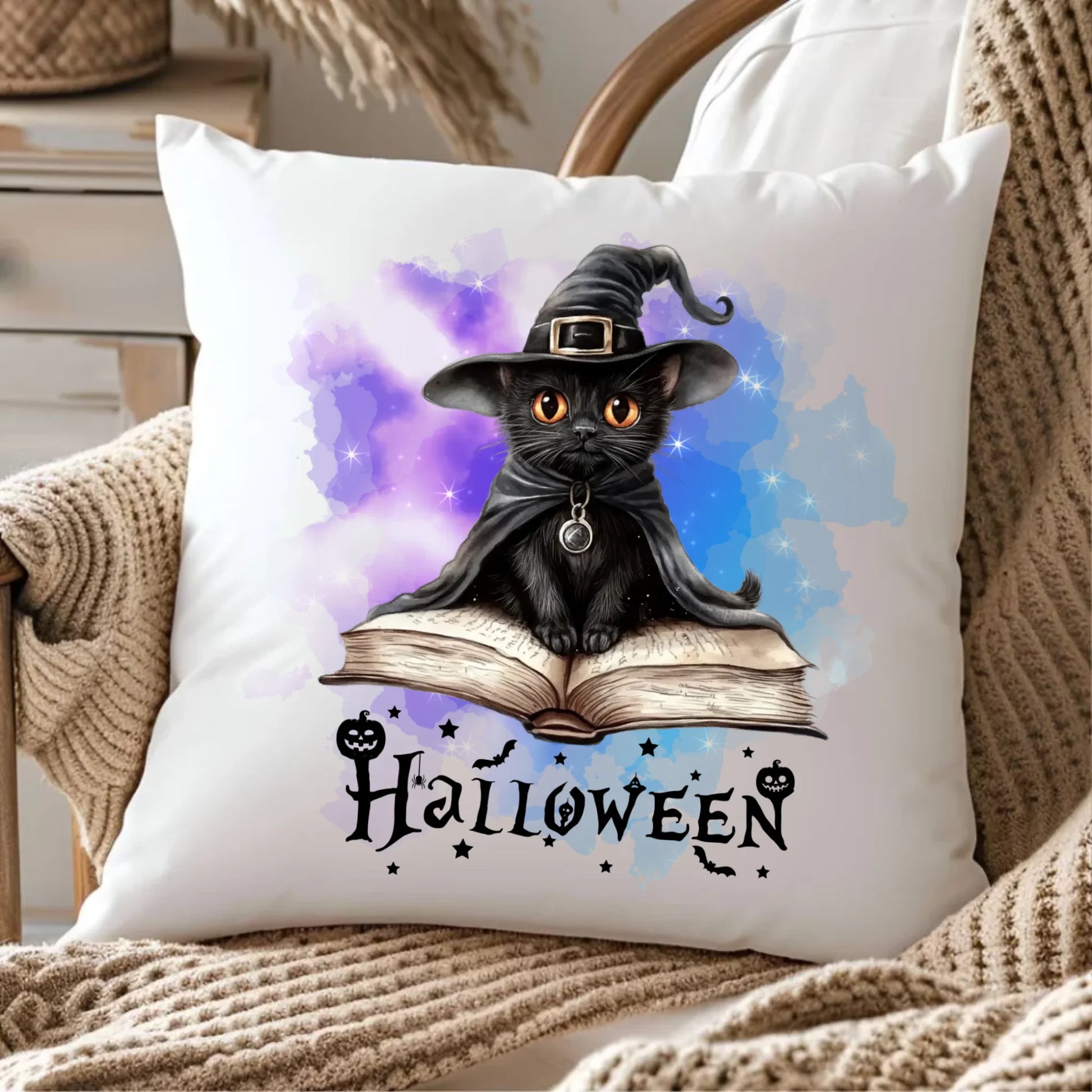 Poduszka na Halloween - Kot Czarodziej HL06 - StoryCups.pl