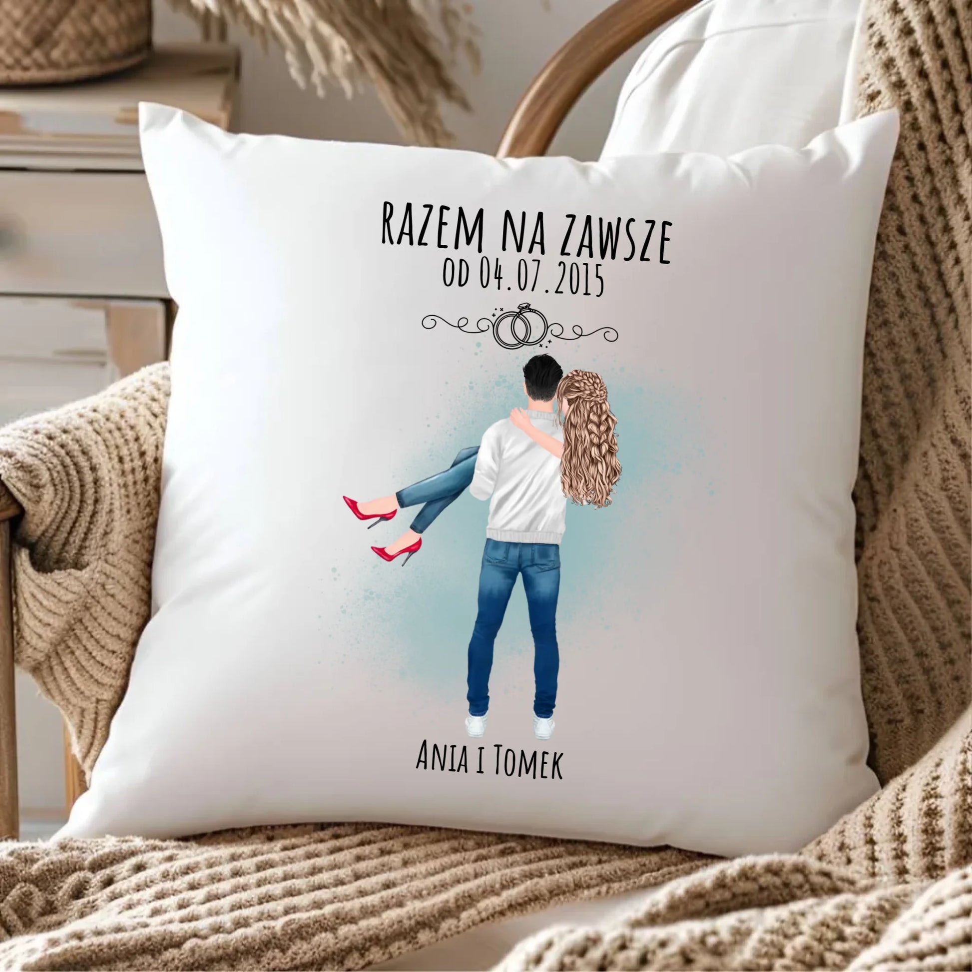 Poduszka dla par - personalizowany prezent na rocznicę - Razem na zawsze W14 - StoryCups.pl