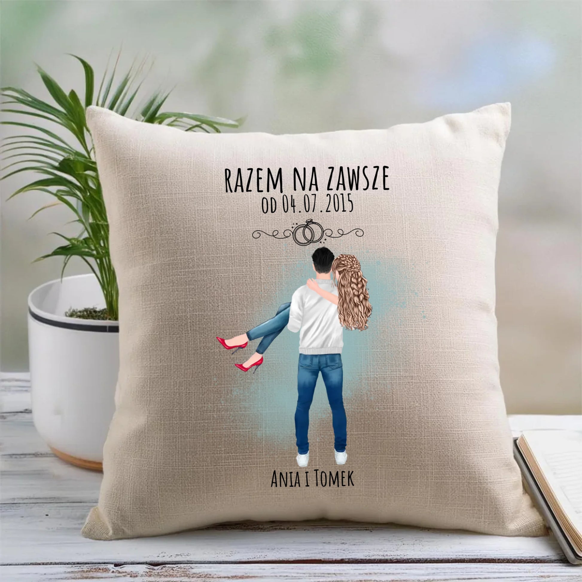 Poduszka dla par - personalizowany prezent na rocznicę - Razem na zawsze W14 - StoryCups.pl