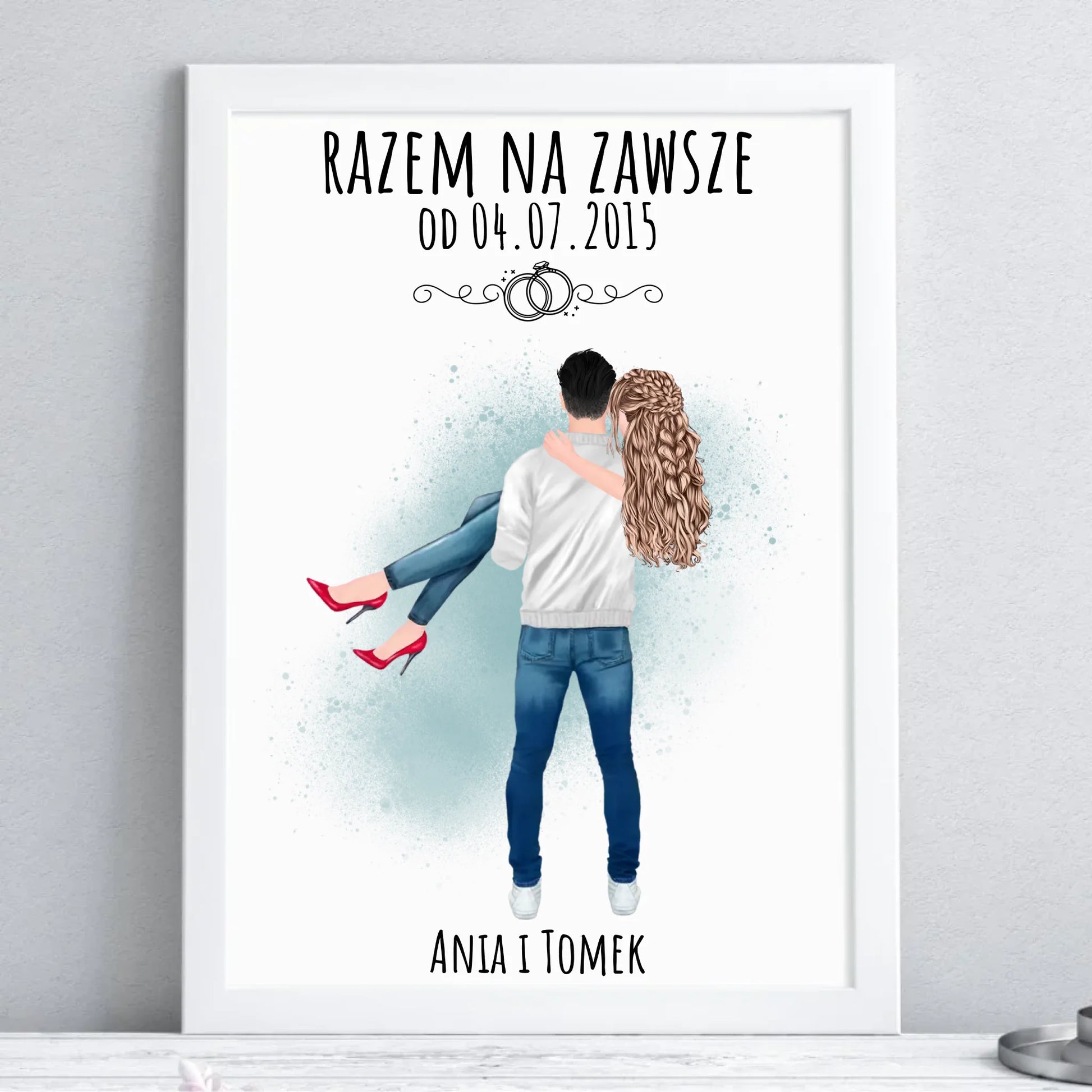 Plakat w ramie dla par - personalizowany prezent na rocznicę - Razem na zawsze W14 - StoryCups.pl