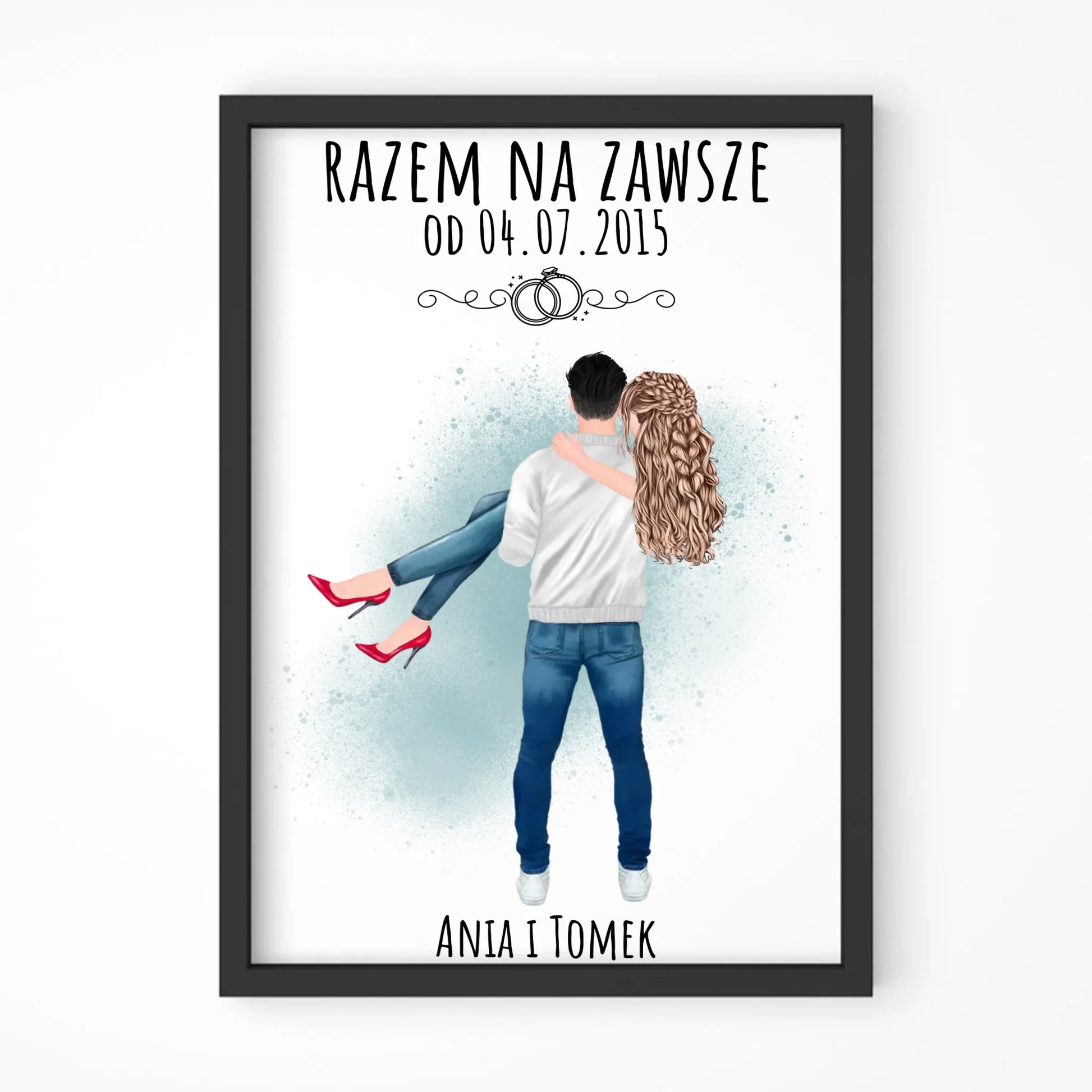 Plakat w ramie dla par - personalizowany prezent na rocznicę - Razem na zawsze W14 - StoryCups.pl