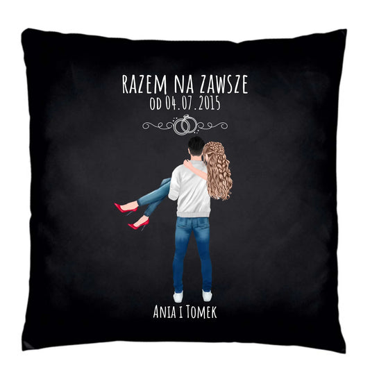 Poduszka dekoracyjna dla par - personalizowany prezent na rocznicę - Razem na zawsze W14 - StoryCups.pl