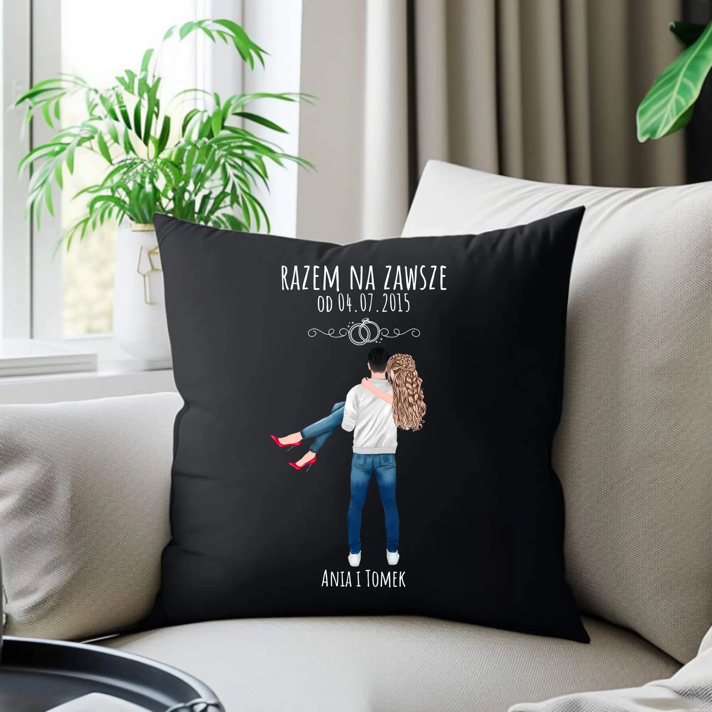 Poduszka dekoracyjna dla par - personalizowany prezent na rocznicę - Razem na zawsze W14 - StoryCups.pl