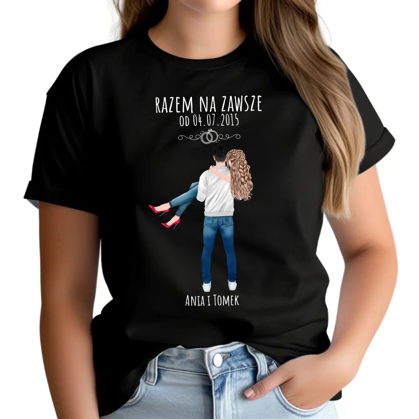 Koszulka damska dla par - personalizowany prezent na rocznicę - Razem na zawsze W14 - StoryCups.pl