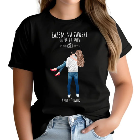 Koszulka damska dla par - personalizowany prezent na rocznicę - Razem na zawsze W14 - StoryCups.pl