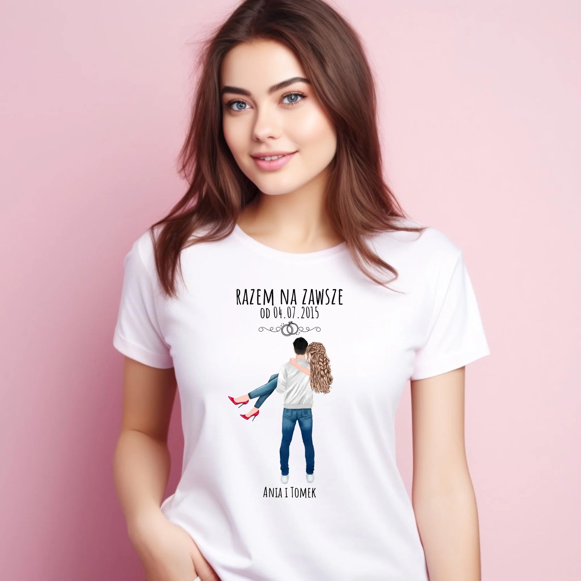 Koszulka damska dla par - personalizowany prezent na rocznicę - Razem na zawsze W14 - StoryCups.pl