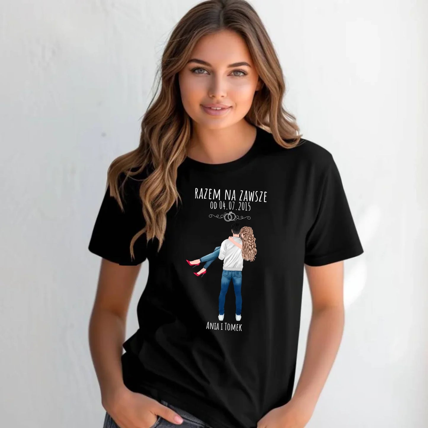 Koszulka damska dla par - personalizowany prezent na rocznicę - Razem na zawsze W14 - StoryCups.pl