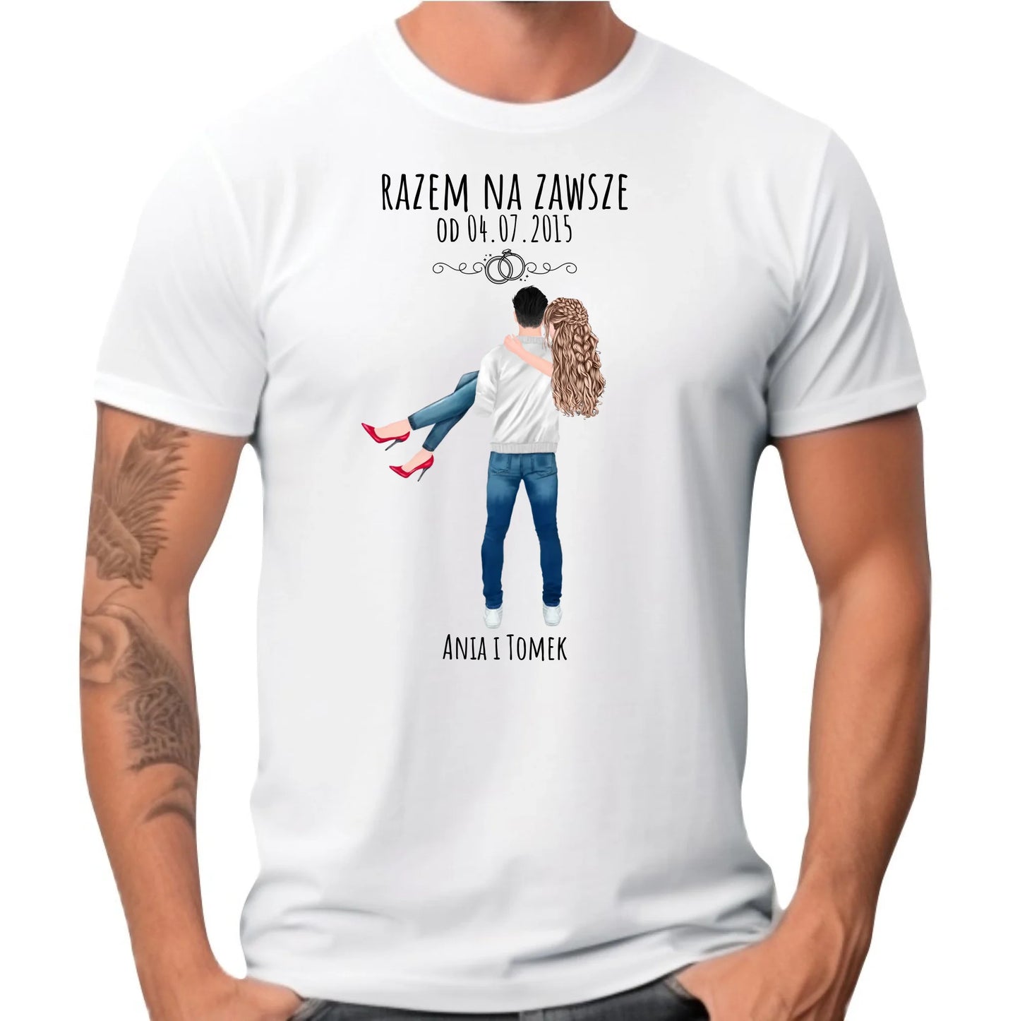 Koszulka męska dla par - personalizowany prezent na rocznicę - Razem na zawsze W14 - StoryCups.pl