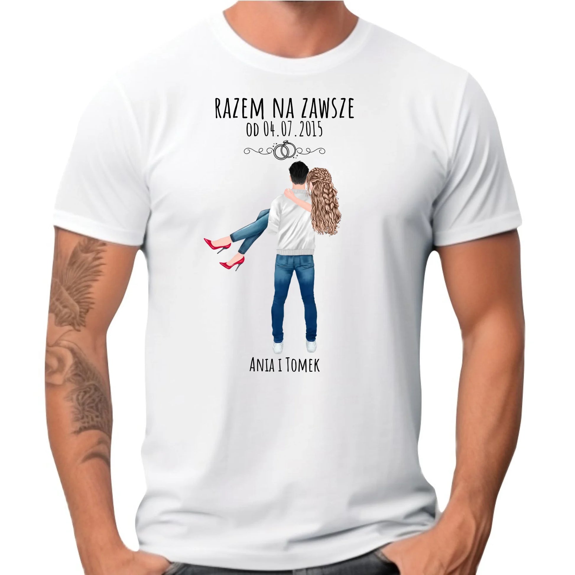 Koszulka męska dla par - personalizowany prezent na rocznicę - Razem na zawsze W14 - StoryCups.pl