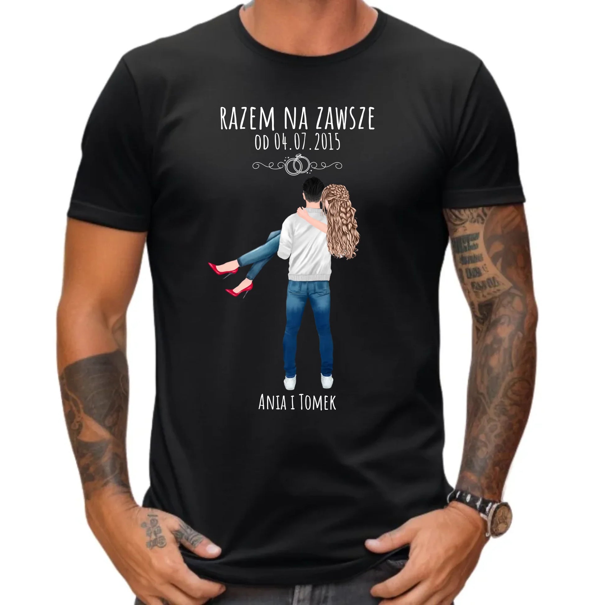 Koszulka męska dla par - personalizowany prezent na rocznicę - Razem na zawsze W14 - StoryCups.pl