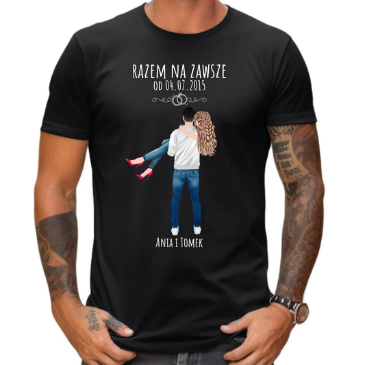 Koszulka męska dla par - personalizowany prezent na rocznicę - Razem na zawsze W14 - StoryCups.pl