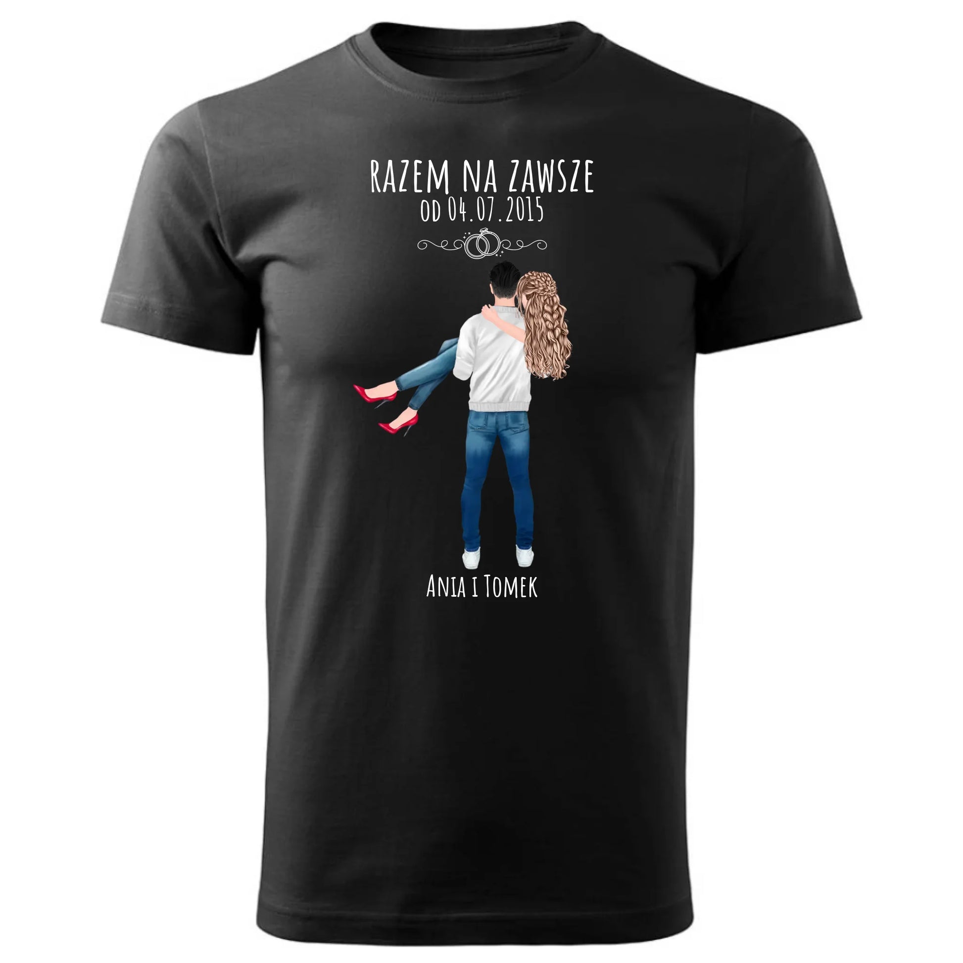 Koszulka męska dla par - personalizowany prezent na rocznicę - Razem na zawsze W14 - StoryCups.pl