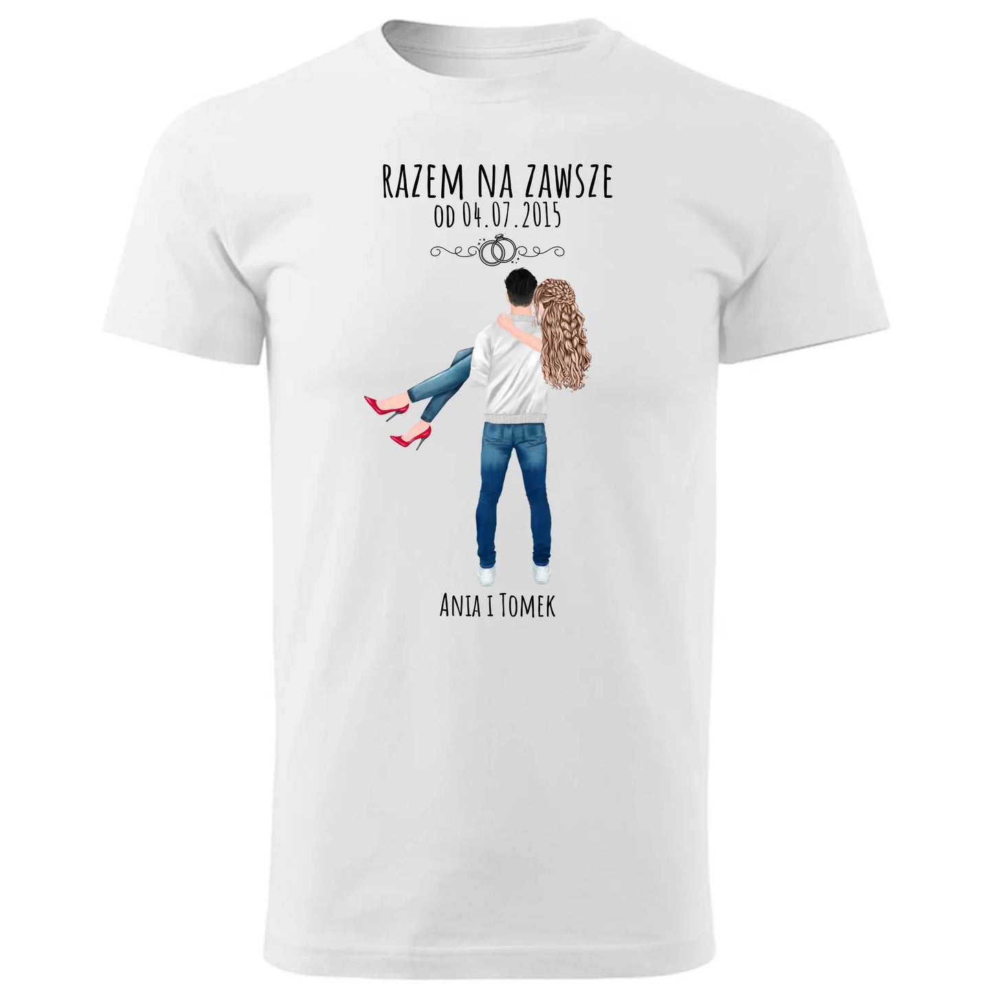 Koszulka męska dla par - personalizowany prezent na rocznicę - Razem na zawsze W14 - StoryCups.pl