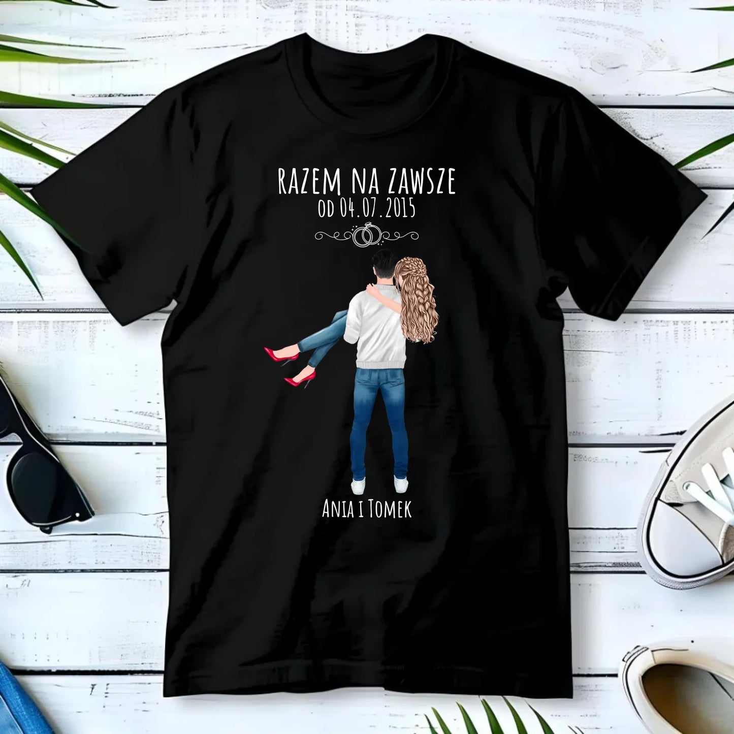 Koszulka męska dla par - personalizowany prezent na rocznicę - Razem na zawsze W14 - StoryCups.pl