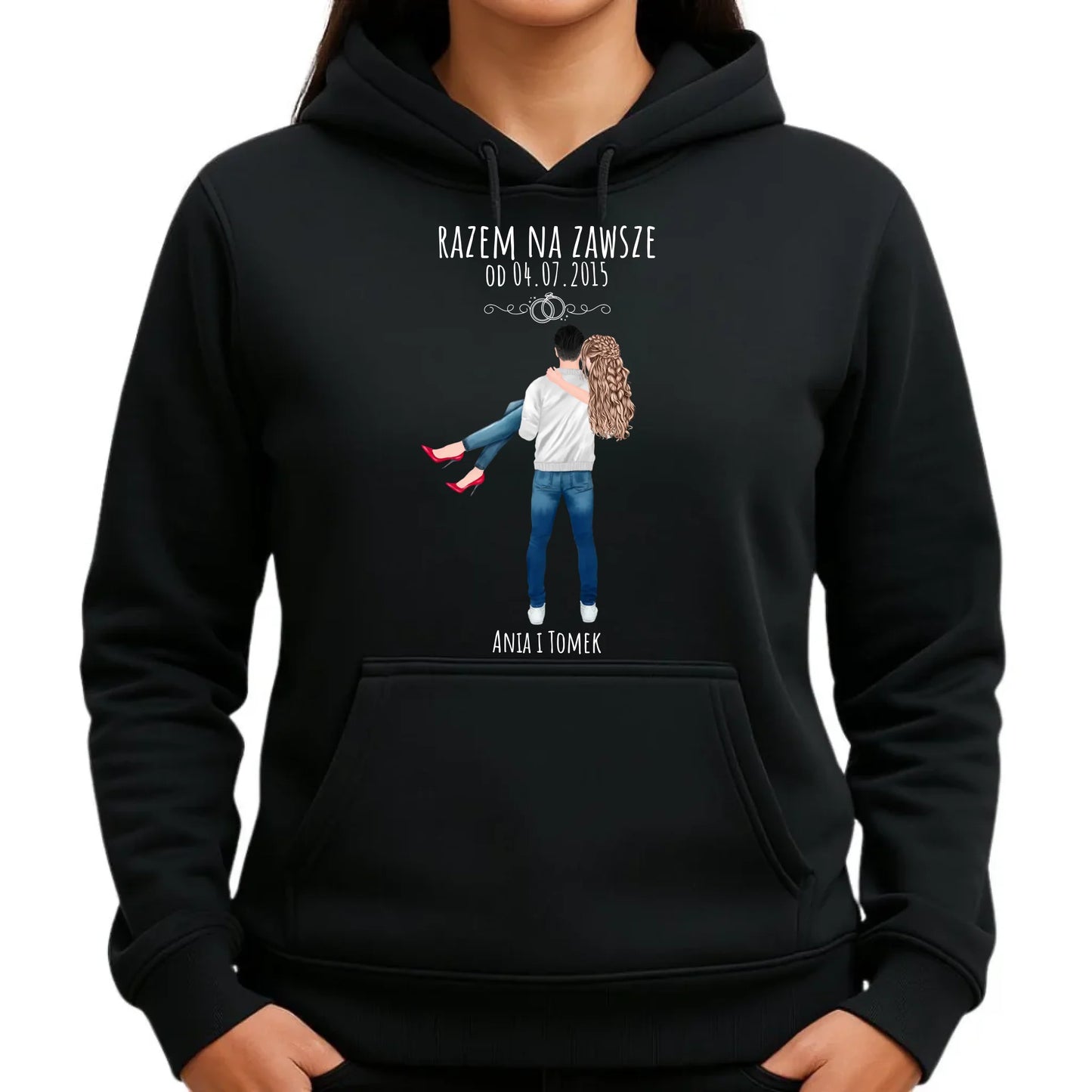 Bluza damska z kapturem dla par - personalizowany prezent na rocznicę - Razem na zawsze W14 - StoryCups.pl