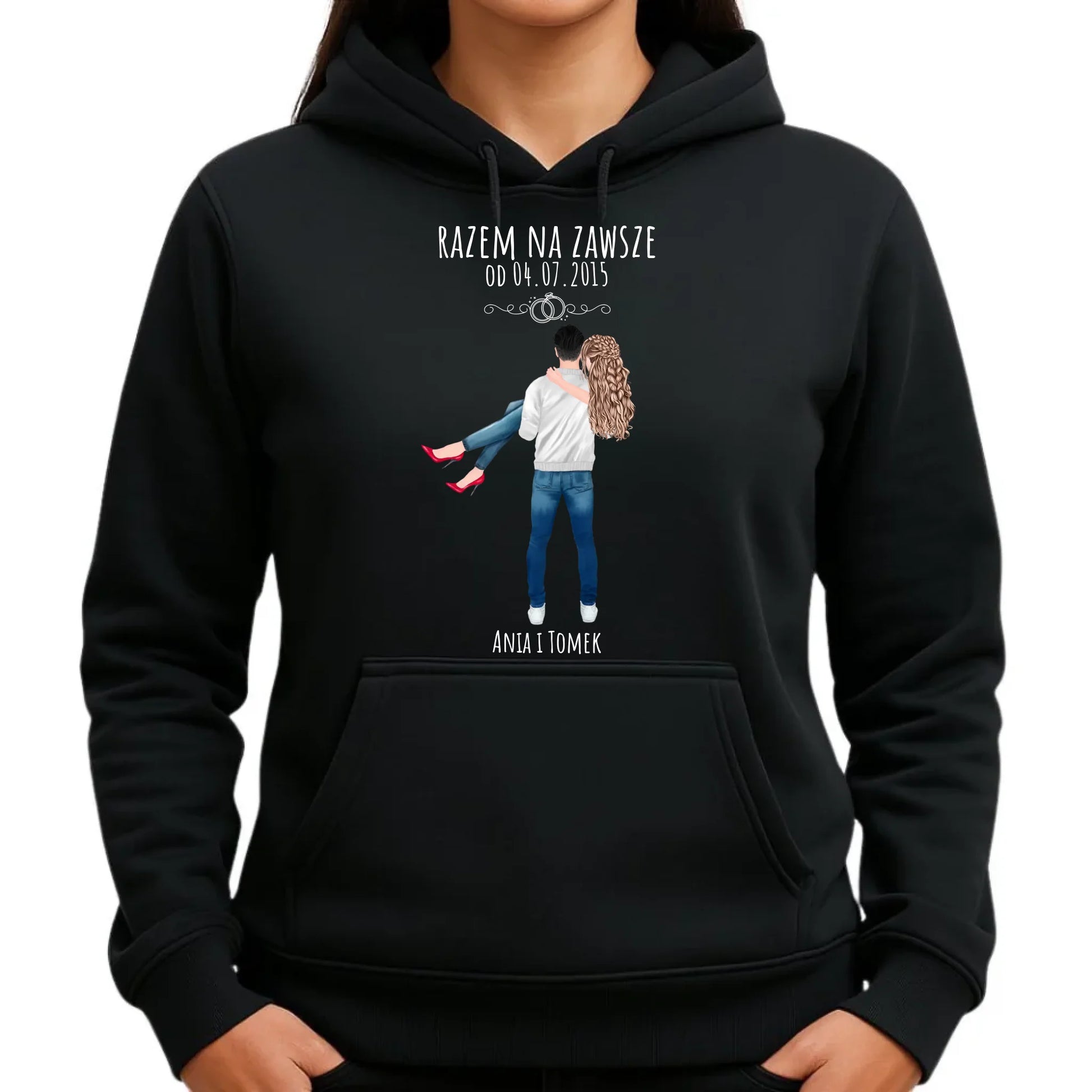 Bluza damska z kapturem dla par - personalizowany prezent na rocznicę - Razem na zawsze W14 - StoryCups.pl