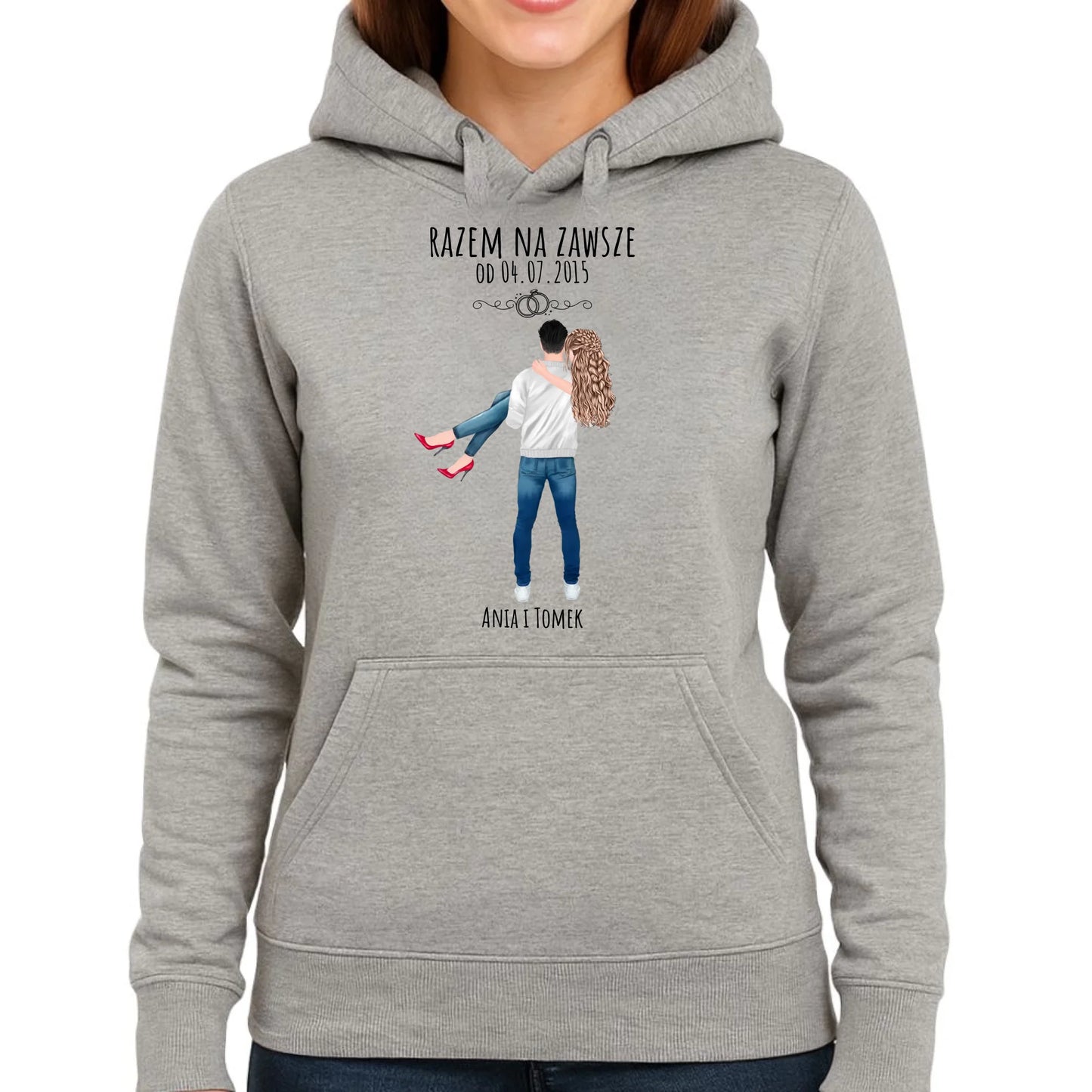 Bluza damska z kapturem dla par - personalizowany prezent na rocznicę - Razem na zawsze W14 - StoryCups.pl