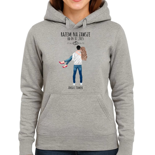 Bluza damska z kapturem dla par - personalizowany prezent na rocznicę - Razem na zawsze W14 - StoryCups.pl