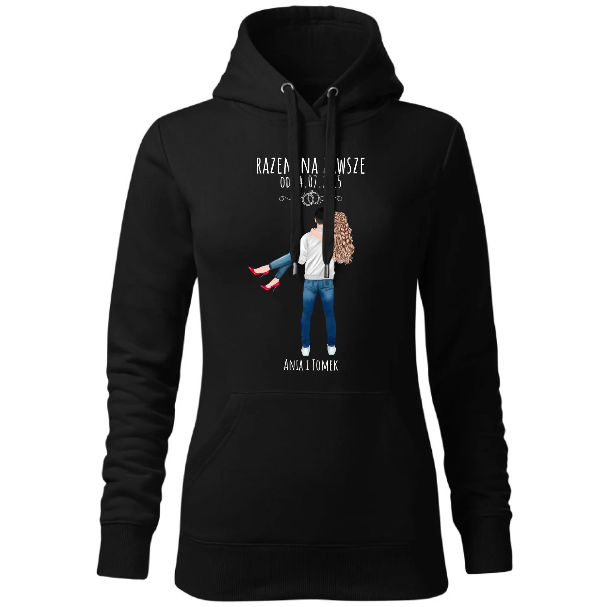 Bluza damska z kapturem dla par - personalizowany prezent na rocznicę - Razem na zawsze W14 - StoryCups.pl