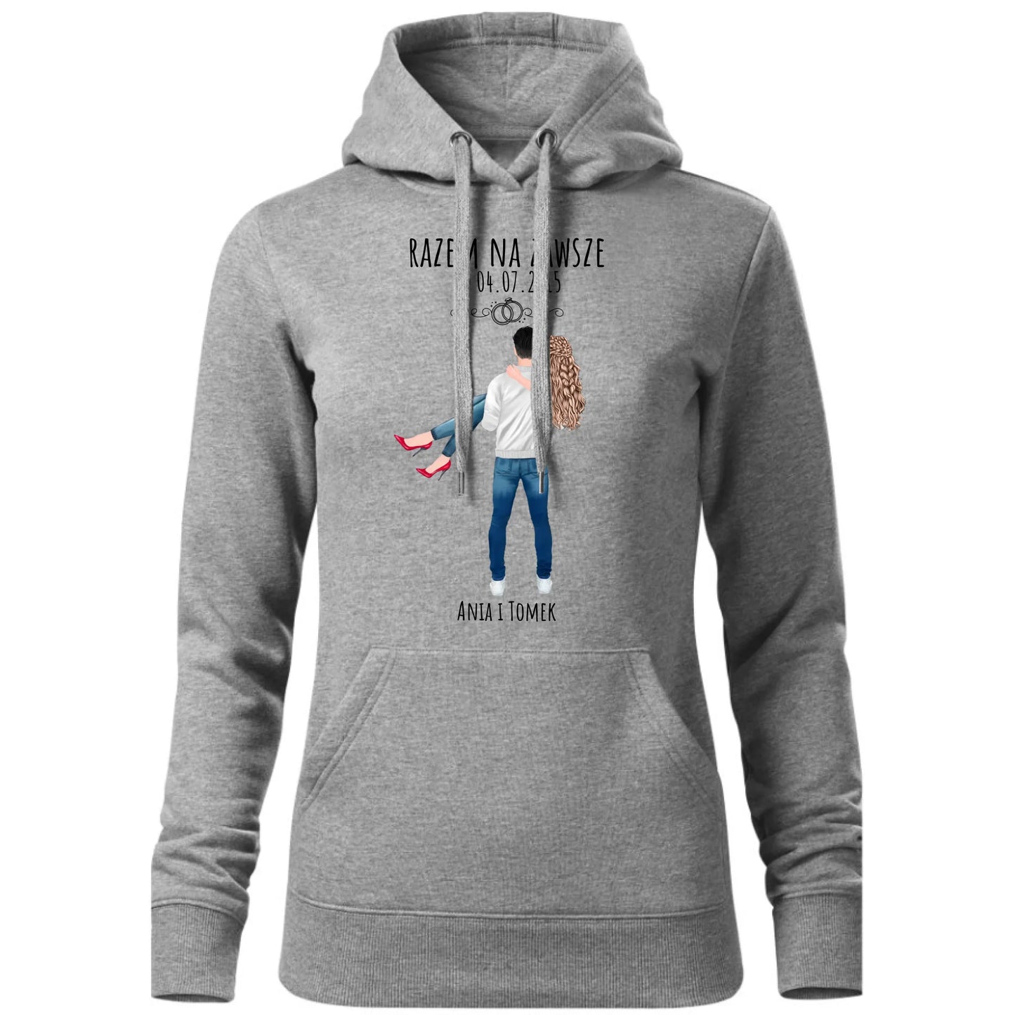 Bluza damska z kapturem dla par - personalizowany prezent na rocznicę - Razem na zawsze W14 - StoryCups.pl