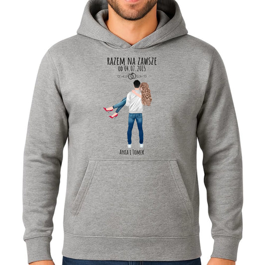 Bluza męska z kapturem dla par - personalizowany prezent na rocznicę - Razem na zawsze W14 - StoryCups.pl
