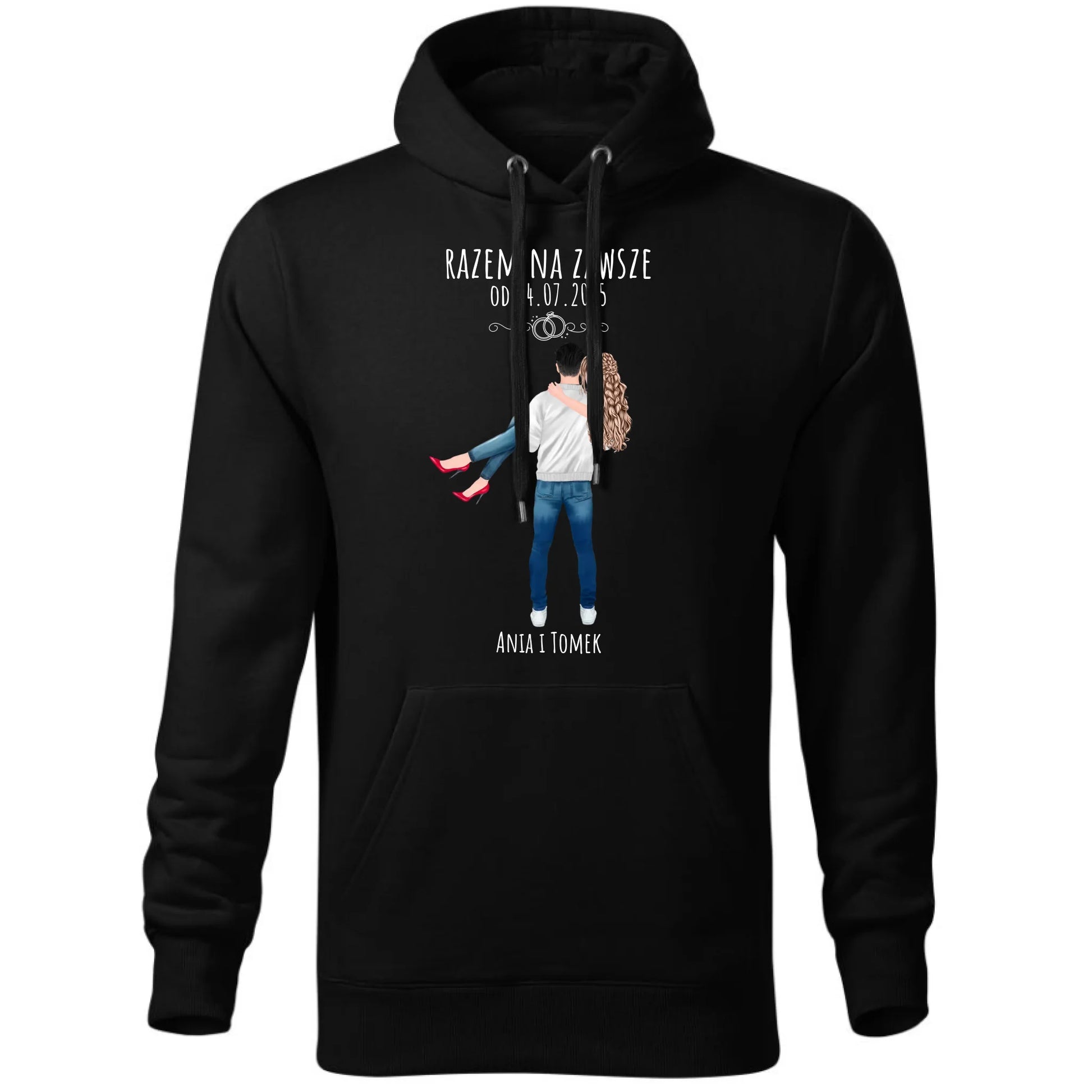 Bluza męska z kapturem dla par - personalizowany prezent na rocznicę - Razem na zawsze W14 - StoryCups.pl