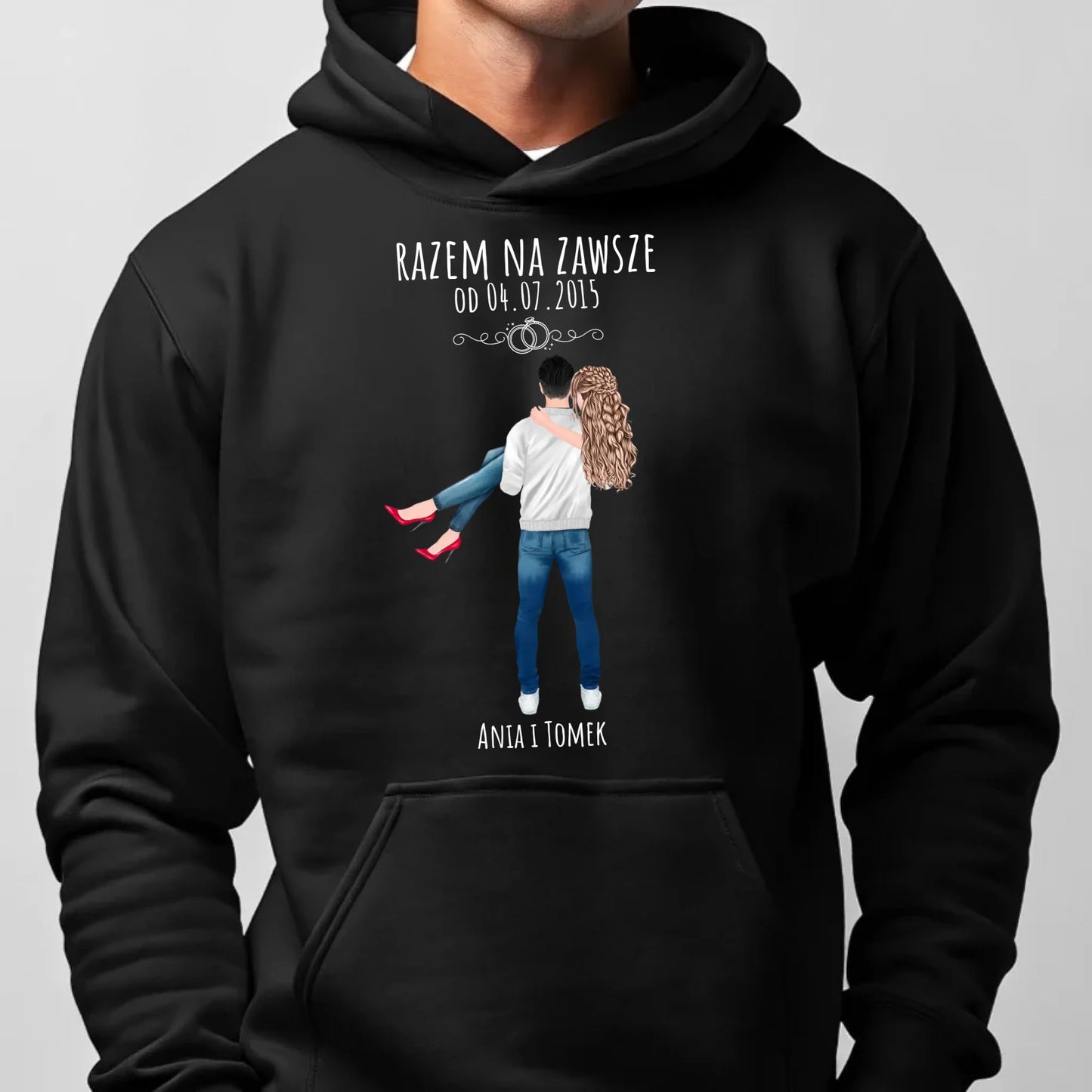 Bluza męska z kapturem dla par - personalizowany prezent na rocznicę - Razem na zawsze W14 - StoryCups.pl