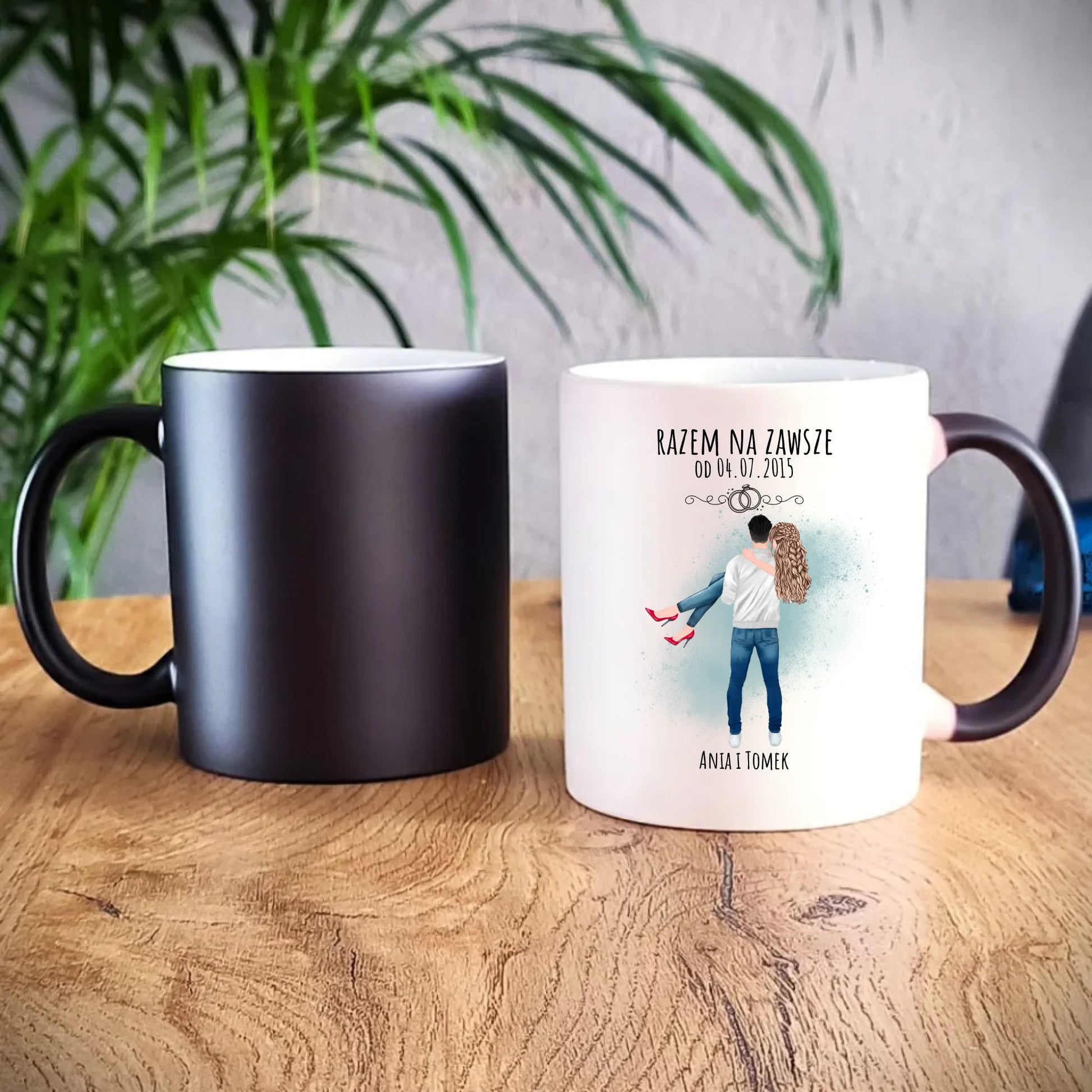 Kubek magiczny dla par - personalizowany prezent na rocznicę - Razem na zawsze W14 - StoryCups.pl