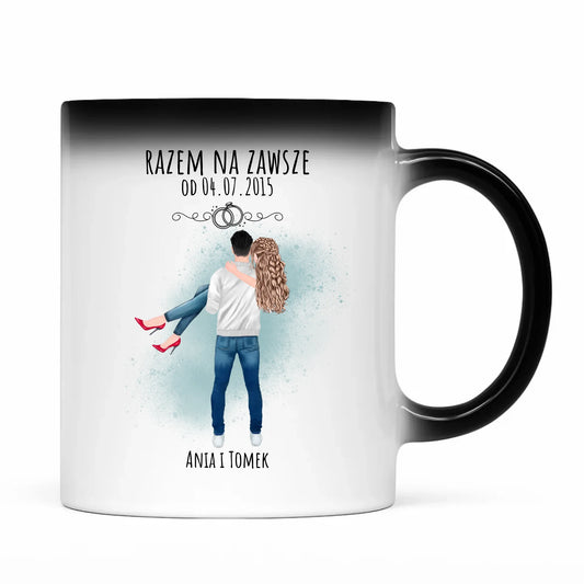 Kubek magiczny dla par - personalizowany prezent na rocznicę - Razem na zawsze W14 - StoryCups.pl
