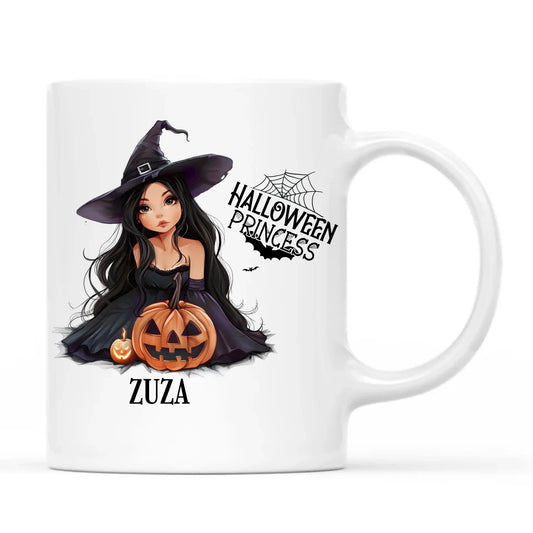 Kubek halloweenowy - Czarownica z dynią - personalizowany HL10 - StoryCups.pl