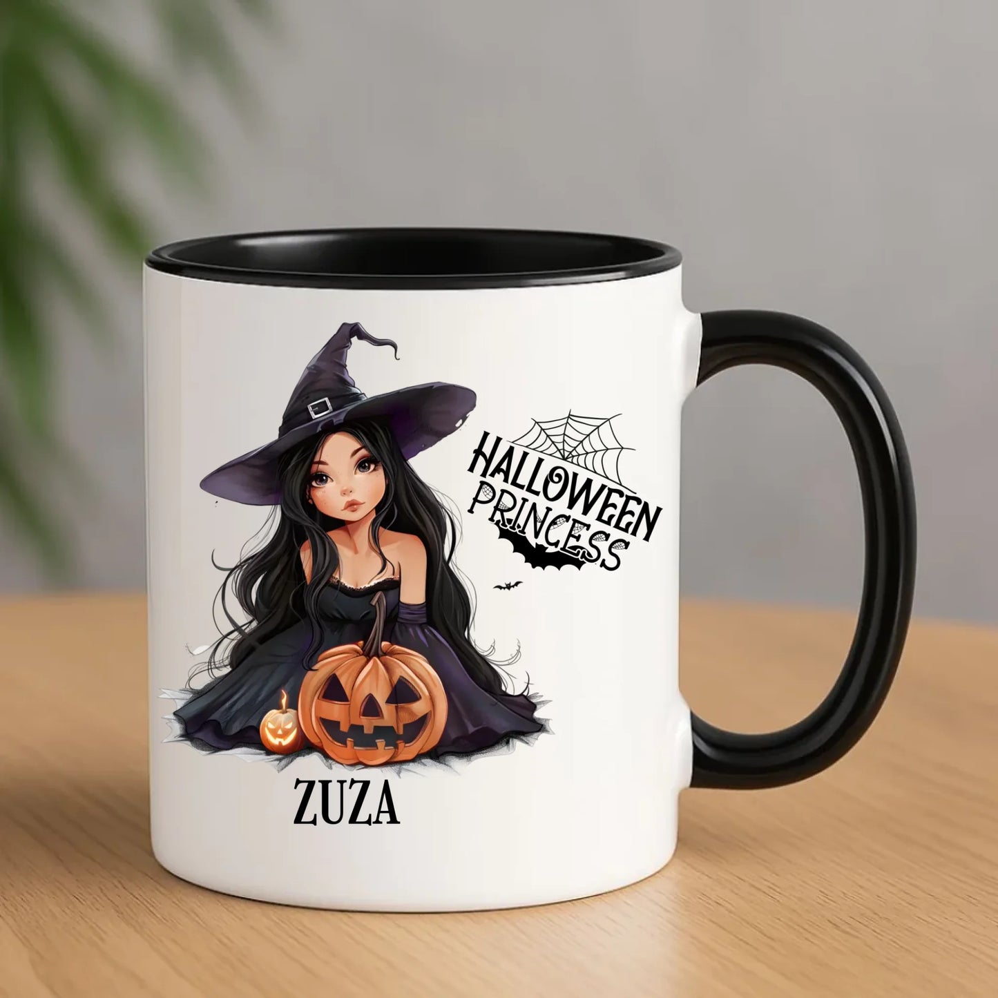 Kubek halloweenowy - Czarownica z dynią - personalizowany HL10 - StoryCups.pl