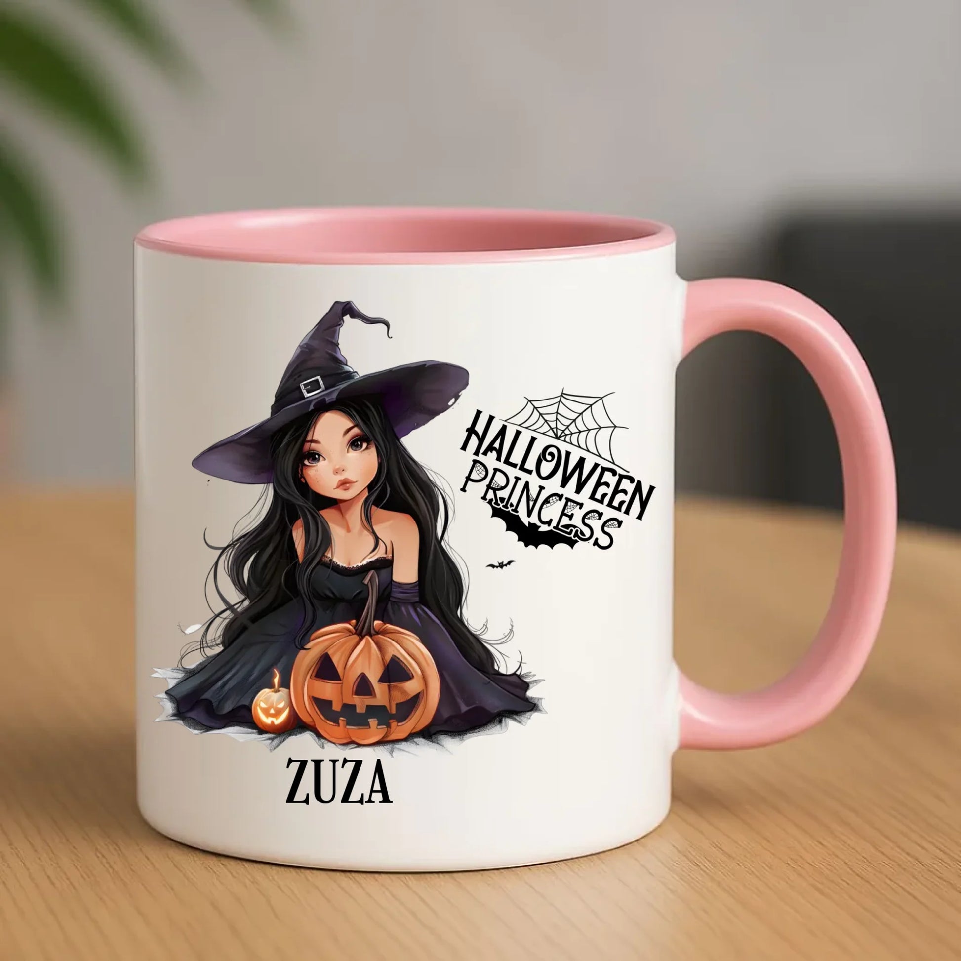 Kubek halloweenowy - Czarownica z dynią - personalizowany HL10 - StoryCups.pl