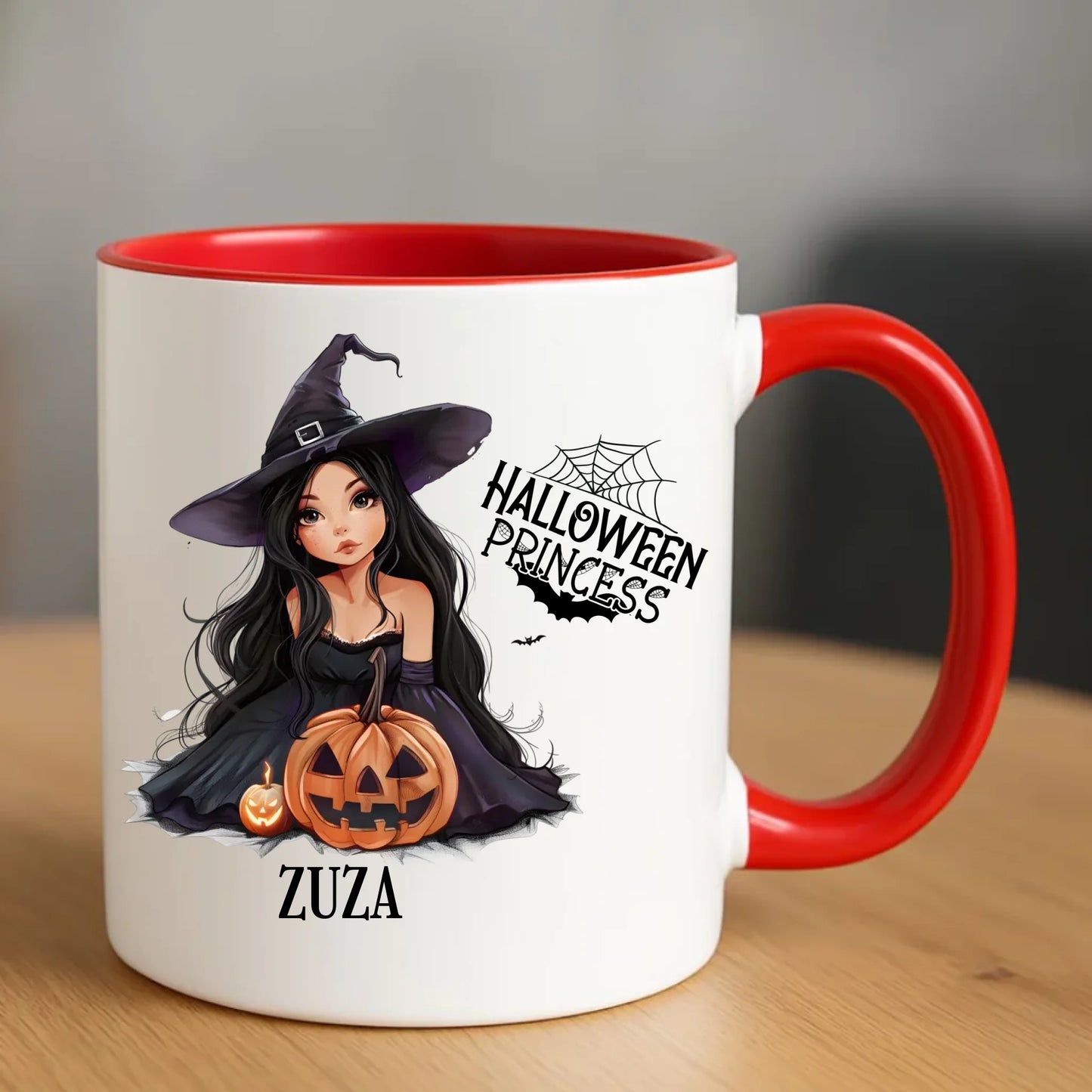 Kubek halloweenowy - Czarownica z dynią - personalizowany HL10 - StoryCups.pl