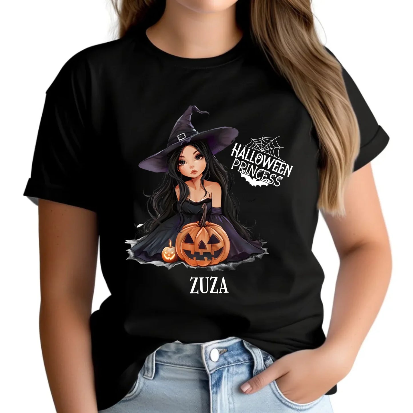 Koszulka damska halloweenowa - Czarownica z dynią - personalizowana HL10