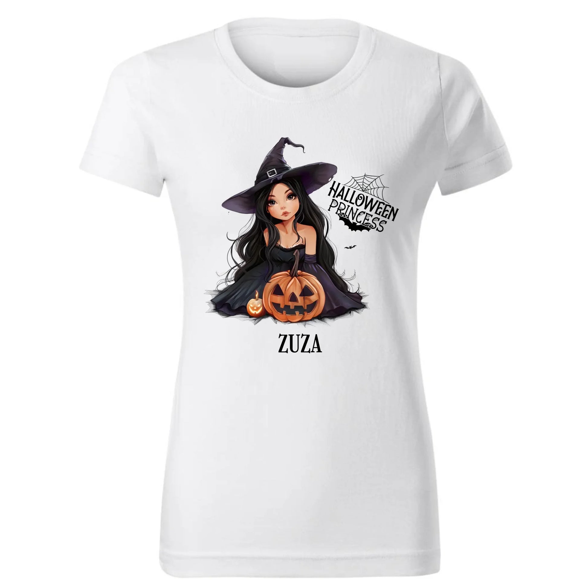 Koszulka damska halloweenowa - Czarownica z dynią - personalizowana HL10 - StoryCups.pl